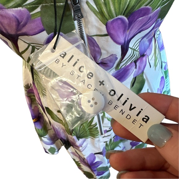 NWT - Alice +Olivia Floral Palm Mini Dress - size 6 - Picture 6 of 8